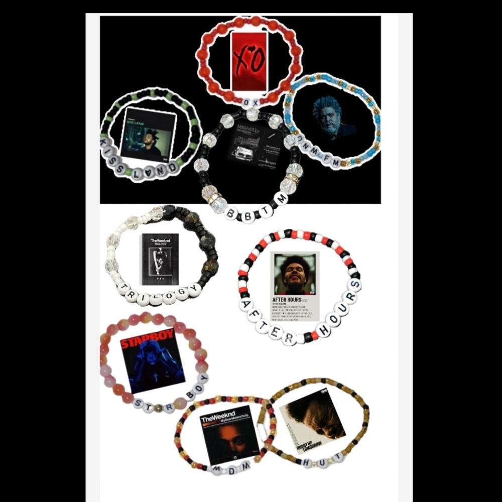 Themed Beaded Bracelet Set - Black, White, Red